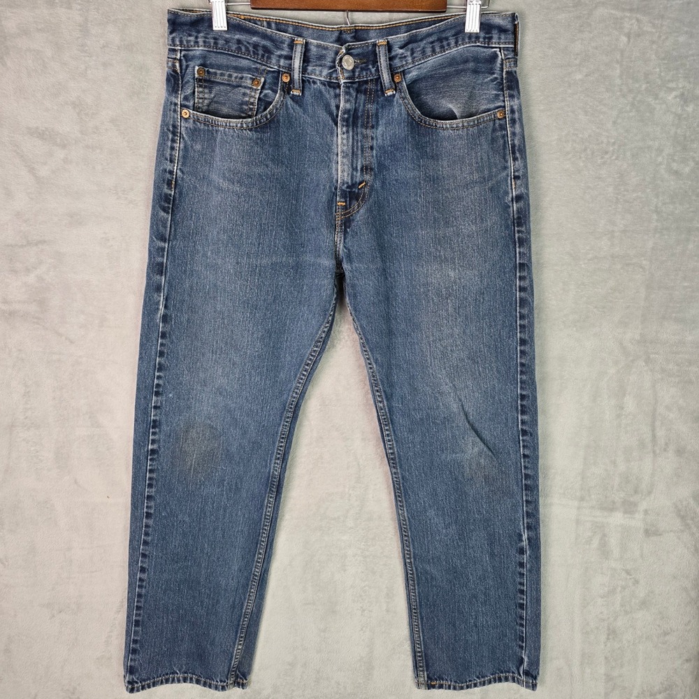 Levis 505‎ Regular Fit Mens Jeans 32x30 Medium Wash Blue Straight Leg Denim